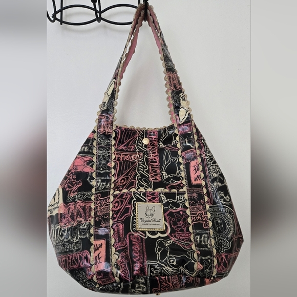 CRYSTAL BALL TOTE BAG PINK BLACK GOLD - Picture 4 of 9